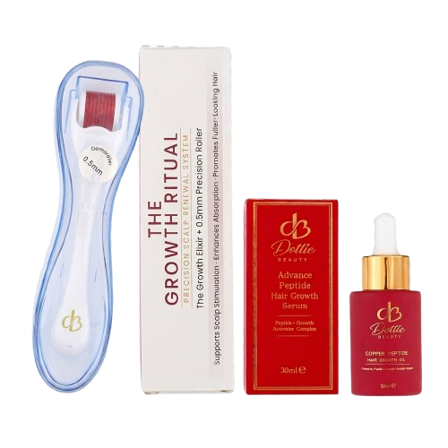 Dottie Beauty The Growth Ritual | Hair Growth Oil & Derma Roller Set | Peptide Scalp Serum for Thinning Hair | Vegan & Cruelty Free