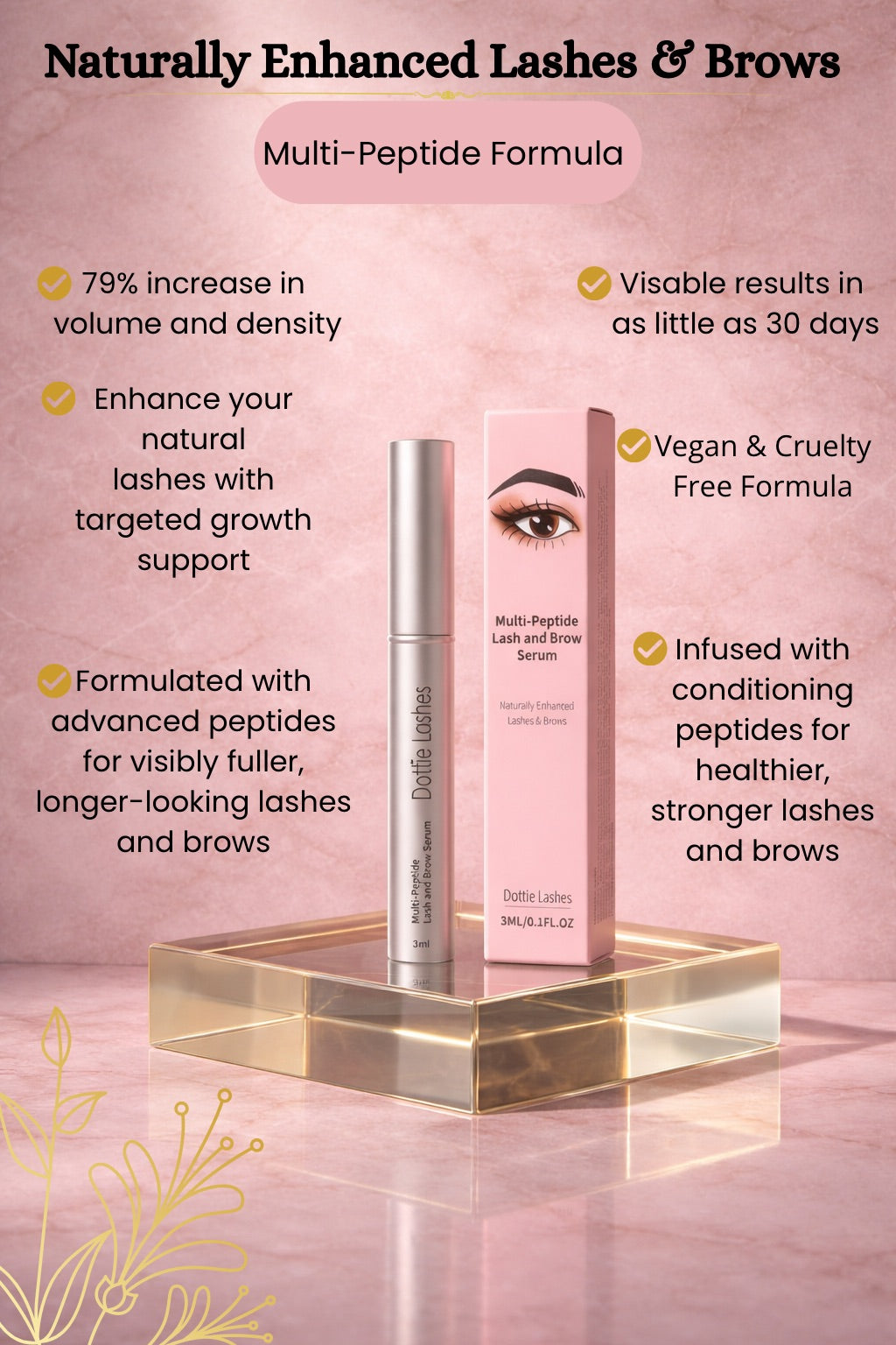 Dottie Lashes Multi-Peptide Lash & Brow Serum | Vegan & Cruelty Free | 3ml